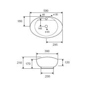 Lavabo vasque à poser ovale LT 3073